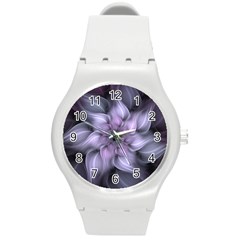 Purple Flower Windswept Round Plastic Sport Watch (m) by JezebelDesignsStudio