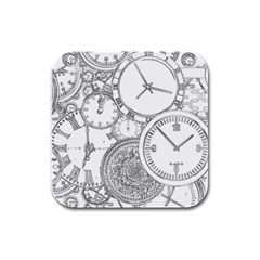 Time Goes On Rubber Square Coaster (4 Pack)  by JezebelDesignsStudio