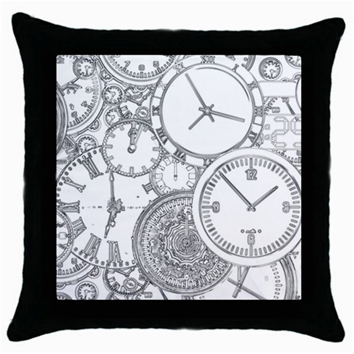 Time Goes On Throw Pillow Case (Black)