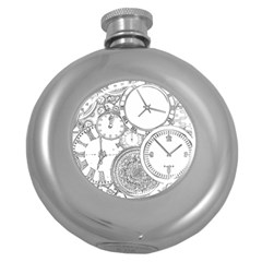 Time Goes On Round Hip Flask (5 Oz) by JezebelDesignsStudio