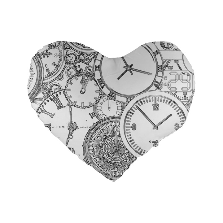 Time Goes On Standard 16  Premium Flano Heart Shape Cushions