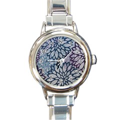 Modern Floral Pop Round Italian Charm Watch by JezebelDesignsStudio