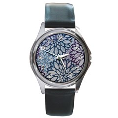 Modern Floral Pop Round Metal Watch by JezebelDesignsStudio