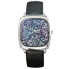 Modern Floral Pop Square Metal Watch by JezebelDesignsStudio