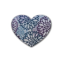 Modern Floral Pop Rubber Coaster (heart)  by JezebelDesignsStudio