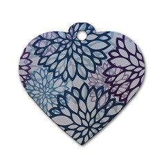 Modern Floral Pop Dog Tag Heart (two Sides) by JezebelDesignsStudio