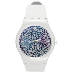 Modern Floral Pop Round Plastic Sport Watch (m) by JezebelDesignsStudio