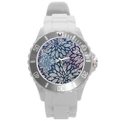 Modern Floral Pop Round Plastic Sport Watch (l) by JezebelDesignsStudio