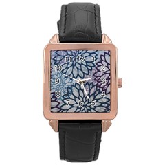 Modern Floral Pop Rose Gold Leather Watch  by JezebelDesignsStudio