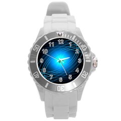 Blue Elliptical Round Plastic Sport Watch (l) by JezebelDesignsStudio