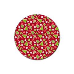 Christmas Paper Scrapbooking Pattern Rubber Coaster (Round) 