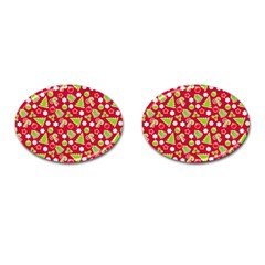 Christmas Paper Scrapbooking Pattern Cufflinks (Oval)