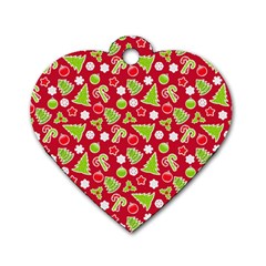 Christmas Paper Scrapbooking Pattern Dog Tag Heart (Two Sides)