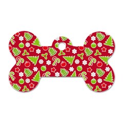 Christmas Paper Scrapbooking Pattern Dog Tag Bone (Two Sides)