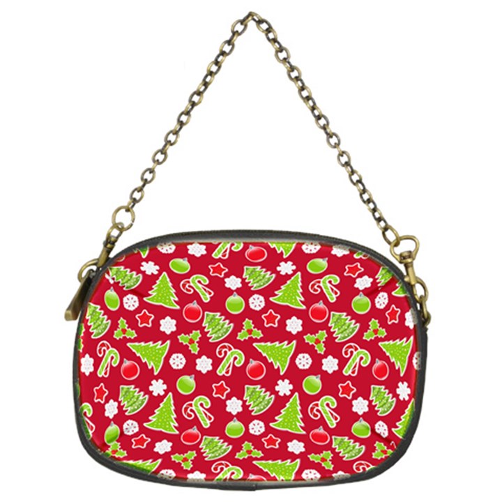 Christmas Paper Scrapbooking Pattern Chain Purse (Two Sides)