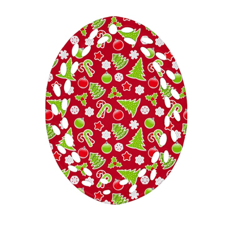 Christmas Paper Scrapbooking Pattern Ornament (Oval Filigree)