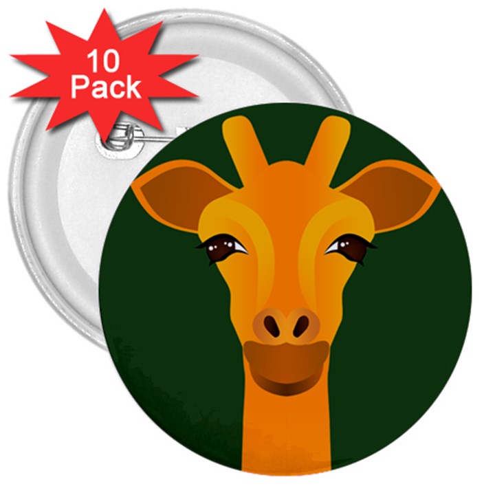 Giraffe Animals Zoo 3  Buttons (10 pack) 