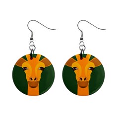 Giraffe Animals Zoo Mini Button Earrings by Mariart