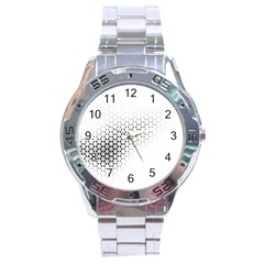 Geometric Abstraction Pattern Stainless Steel Analogue Watch