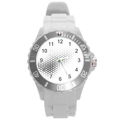 Geometric Abstraction Pattern Round Plastic Sport Watch (L)