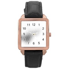 Geometric Abstraction Pattern Rose Gold Leather Watch 