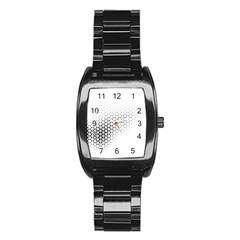 Geometric Abstraction Pattern Stainless Steel Barrel Watch