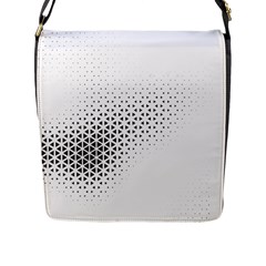 Geometric Abstraction Pattern Flap Closure Messenger Bag (L)