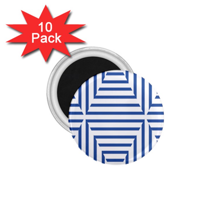 Geometric Shapes Stripes Blue 1.75  Magnets (10 pack) 