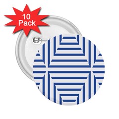 Geometric Shapes Stripes Blue 2 25  Buttons (10 Pack)  by Mariart