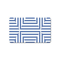 Geometric Shapes Stripes Blue Magnet (name Card) by Mariart