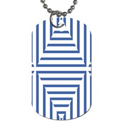 Geometric Shapes Stripes Blue Dog Tag (one Side) by Mariart