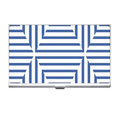 Geometric Shapes Stripes Blue Business Card Holder by Mariart