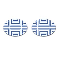 Geometric Shapes Stripes Blue Cufflinks (oval) by Mariart