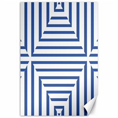 Geometric Shapes Stripes Blue Canvas 12  X 18 