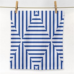 Geometric Shapes Stripes Blue Face Towel by Mariart