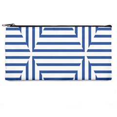 Geometric Shapes Stripes Blue Pencil Cases by Mariart