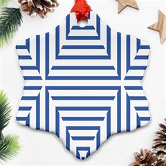 Geometric Shapes Stripes Blue Snowflake Ornament (two Sides) by Mariart