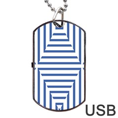 Geometric Shapes Stripes Blue Dog Tag Usb Flash (one Side) by Mariart