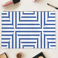 Geometric Shapes Stripes Blue Cosmetic Bag (xxl) by Mariart