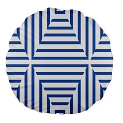 Geometric Shapes Stripes Blue Large 18  Premium Round Cushions by Mariart