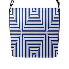 Geometric Shapes Stripes Blue Flap Closure Messenger Bag (l) by Mariart