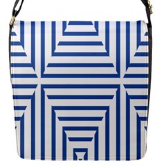 Geometric Shapes Stripes Blue Flap Closure Messenger Bag (s) by Mariart