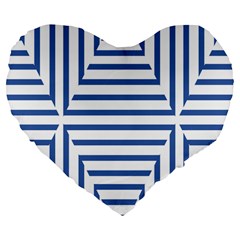 Geometric Shapes Stripes Blue Large 19  Premium Flano Heart Shape Cushions by Mariart