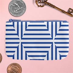 Geometric Shapes Stripes Blue Large Coin Purse by Mariart