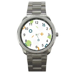 Geometry Triangle Line Sport Metal Watch by Mariart