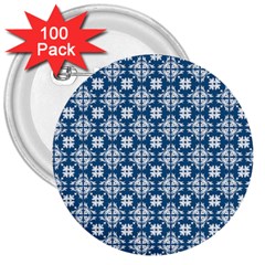 Flower Decorative Ornamental 3  Buttons (100 Pack)  by Mariart