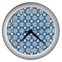 Flower Decorative Ornamental Wall Clock (silver) by Mariart