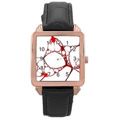 Fractals Cells Autopsy Pattern Rose Gold Leather Watch  by Mariart