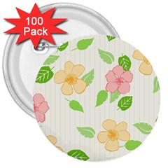 Flowers Leaf Stripe Pattern 3  Buttons (100 Pack)  by Mariart