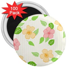 Flowers Leaf Stripe Pattern 3  Magnets (100 Pack) by Mariart